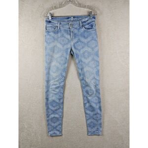 7 For All Mankind Women's The Skinny Aztec Pattern Denim Jeans Size 26